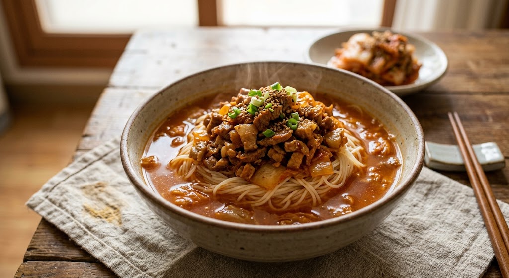 할머니 손맛 고기말이 김치국수 레시피